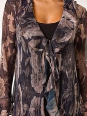 Roman Metallic Print Frill Front Plisse Top - Image 5 of 5