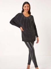Roman Black Diamante Hotfix Sunray Top - Image 2 of 5