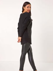 Roman Black Diamante Hotfix Sunray Top - Image 3 of 5