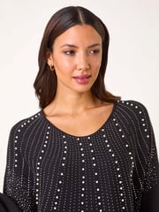 Roman Black Diamante Hotfix Sunray Top - Image 4 of 5