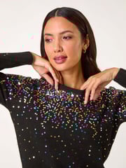 Roman Black Sprinkle Sequin Knit Jumper - Image 1 of 5