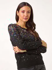 Roman Black Sprinkle Sequin Knit Jumper - Image 4 of 5
