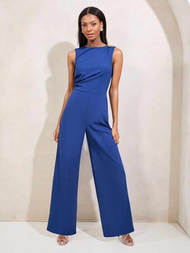 Lipsy Blue Sleeveless Hardware Detail Jumpsuit - Image 1 of 4
