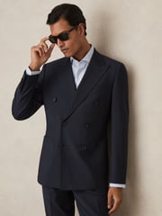 Reiss Bright Blue Dream Db Slim-Fit Double-Breasted Wool-Blend Suit Blazer - Image 1 of 9