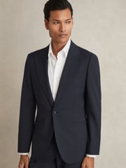Reiss Bright Blue Dream Sb Regular-Fit Single-Breasted Wool-Blend Suit Blazer - Image 1 of 10