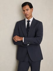 Reiss Bright Blue Dream Sb Regular-Fit Single-Breasted Wool-Blend Suit Blazer - Image 5 of 10