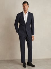 Reiss Bright Blue Dream Slim Fit Wool Blend Suit Trousers - Image 1 of 7