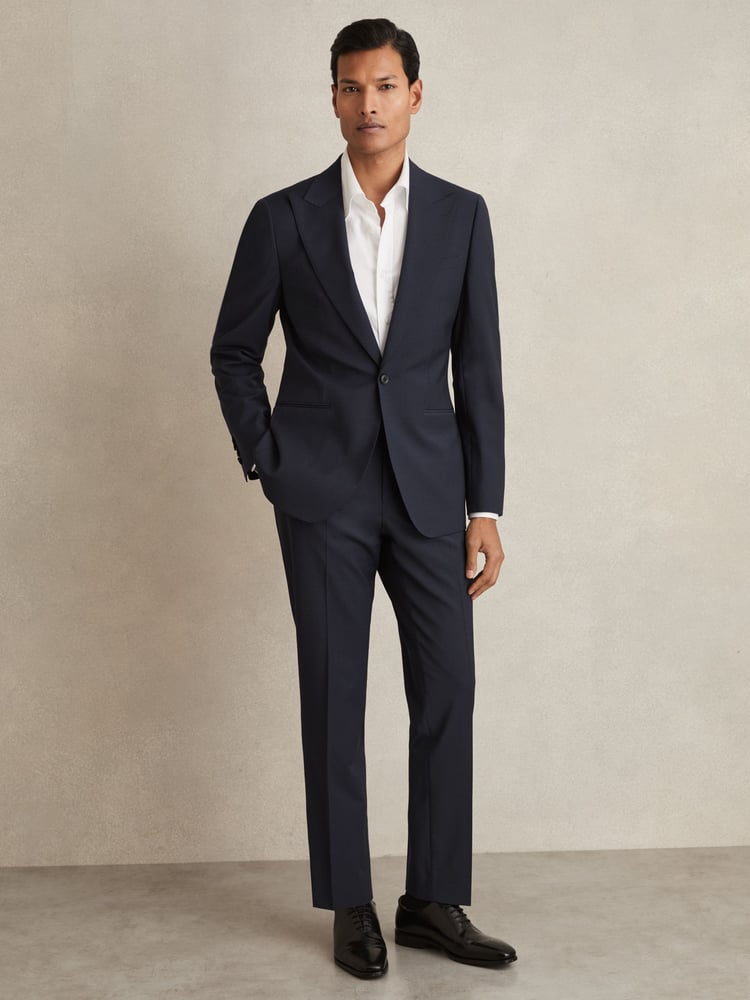 Reiss Bright Blue Dream Slim Fit Wool Blend Suit Trousers - Image 1 of 7