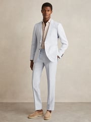 Reiss Soft Blue Kin Slim Fit Suit Trousers - Image 1 of 6