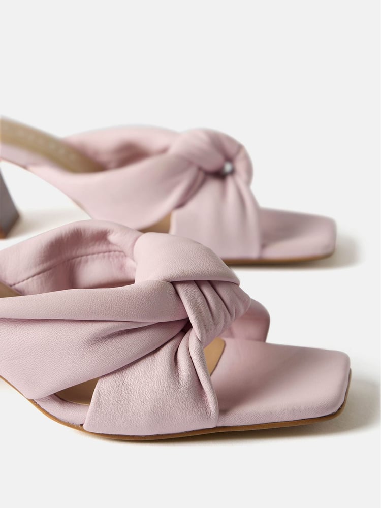 Mint Velvet Pink Leather Knot Heels - Image 2 of 2