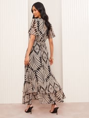 Friends Like These Black Petite Short Sleeve Chiffon Tiered Maxi Dress - Image 4 of 5