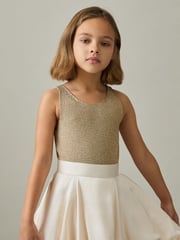 Reiss Gold Mika 4-9 yrs Metallic-Knit Vest Top - Image 1 of 4