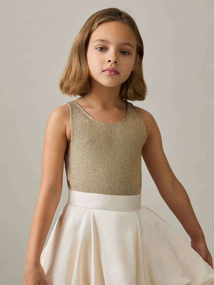 Reiss Gold Mika 4-9 yrs Metallic-Knit Vest Top - Image 1 of 4