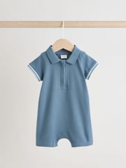 Blue/Navy Textured Baby Rompers 2 Pack - Image 3 of 11