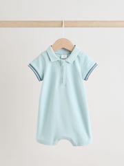 Blue/Navy Textured Baby Rompers 2 Pack - Image 5 of 11
