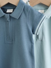 Blue/Navy Textured Baby Rompers 2 Pack - Image 6 of 11