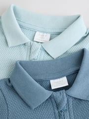 Blue/Navy Textured Baby Rompers 2 Pack - Image 7 of 11