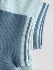 Blue/Navy Textured Baby Rompers 2 Pack - Image 8 of 11