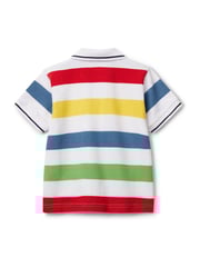 Benetton Younger Boys Blue Striped 100% Cotton Polo Shirt - Image 2 of 3