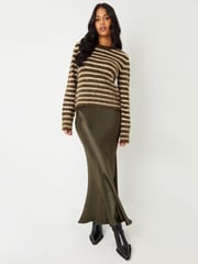 Threadbare Green Maxi Satin Slip Skirt - Image 1 of 4