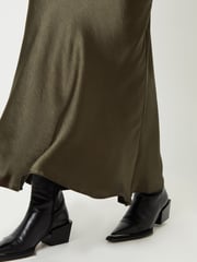 Threadbare Green Maxi Satin Slip Skirt - Image 3 of 4