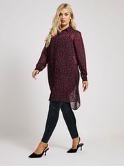 Yours Curve Purple Animal Print Longline Shirt - Image 2 of 5