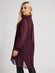 Yours Curve Purple Animal Print Longline Shirt - Image 3 of 5