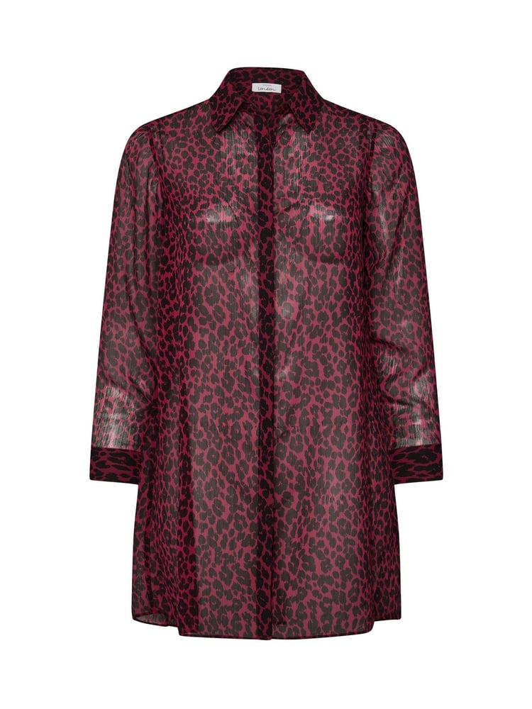 Yours Curve Purple Animal Print Longline Shirt - Image 5 of 5