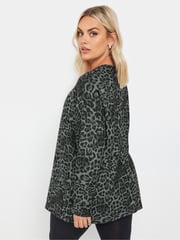 Yours Curve Grey Leopard Lounge Jumper - Image 3 of 5