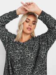 Yours Curve Grey Leopard Lounge Jumper - Image 4 of 5