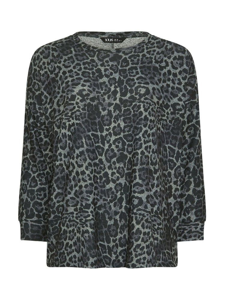 Yours Curve Grey Leopard Lounge Jumper - Image 5 of 5