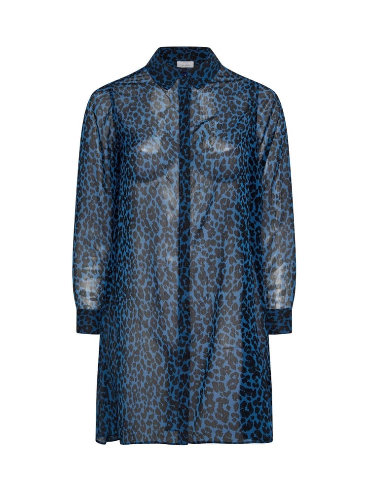 Yours Curve Blue Animal Print Longline Shirt - Image 5 of 5