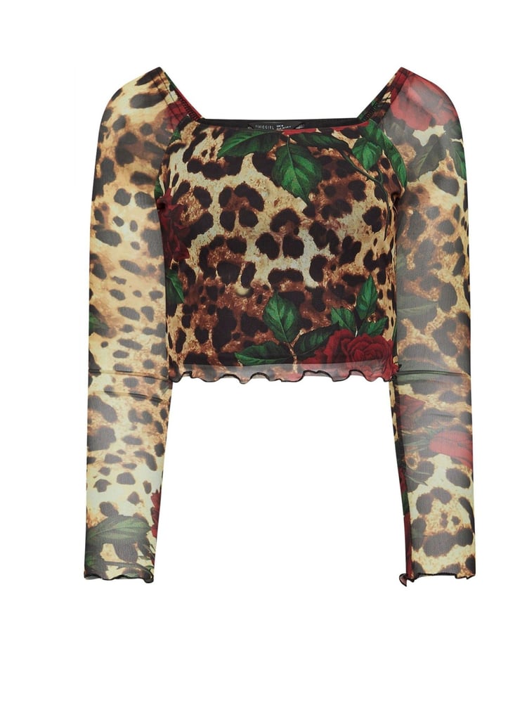 PixieGirl Petite Natural Leopard Rose T-Shirt - Image 4 of 4