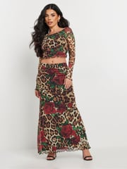PixieGirl Petite Animal Leopard Rose Skirt - Image 1 of 5