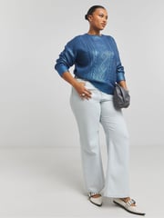 Simply Be Blue Foil Metallic Cable Jumper - Image 3 of 4