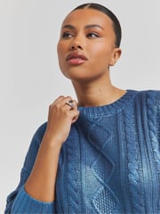 Simply Be Blue Foil Metallic Cable Jumper - Image 4 of 4