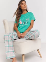 Simply Be Green Flannel Pyjamas Set - Image 1 of 4