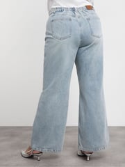 Simply Be Light Wash Blue 100% Cotton Embellished Wide Leg Jeans - Image 2 of 4