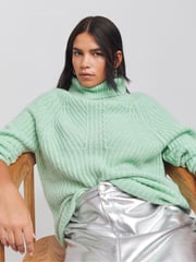 Simply Be Green Roll Neck Longline Jumper - Image 1 of 4