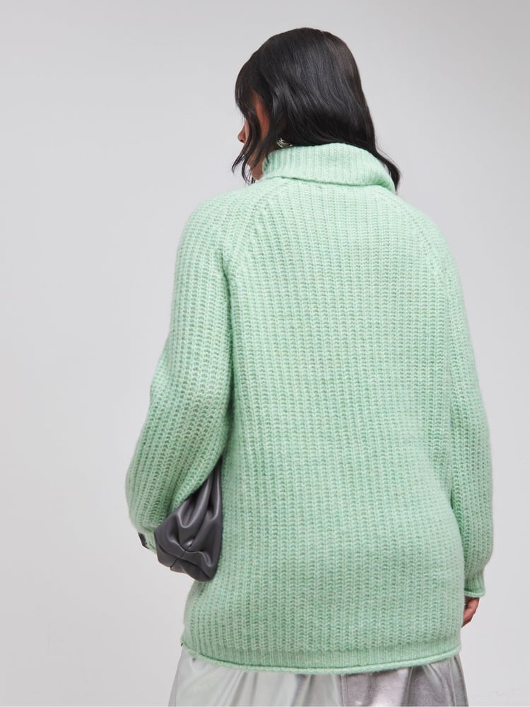 Simply Be Green Roll Neck Longline Jumper - Image 2 of 4