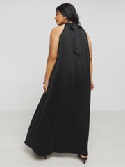Simply Be Black Satin Halter Neck Dress - Image 2 of 4