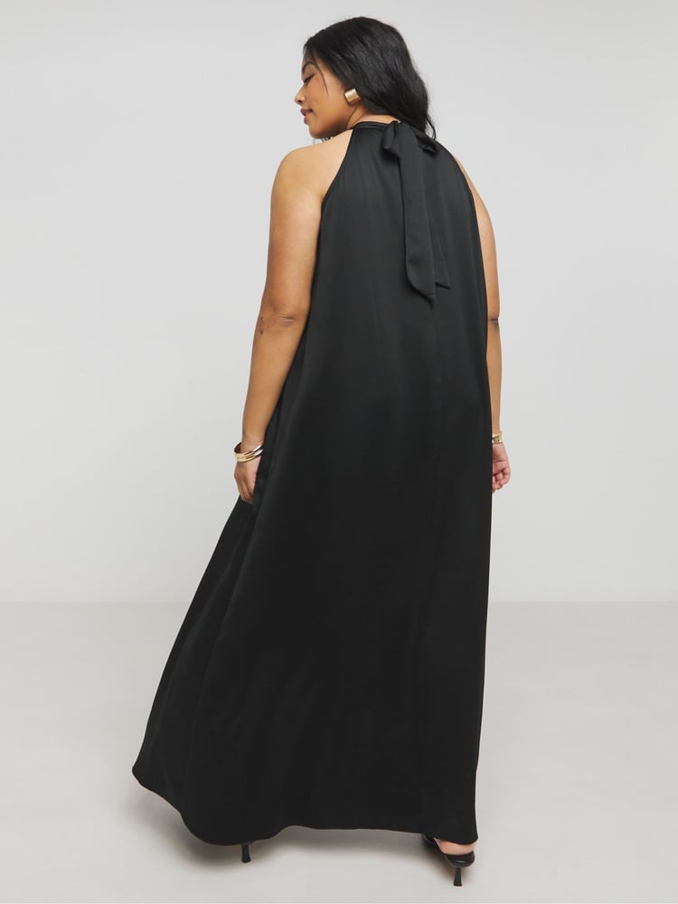 Simply Be Black Satin Halter Neck Dress - Image 2 of 4