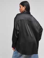 Simply Be Black Satin Shirt - Image 2 of 4