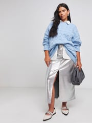 Simply Be Blue Mid Weight Cable Jumper - Image 3 of 4