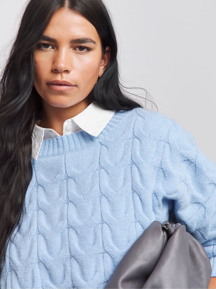 Simply Be Blue Mid Weight Cable Jumper - Image 4 of 4