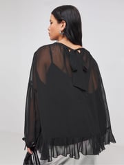 Simply Be Black Georgette Ruffle Blouse - Image 2 of 4