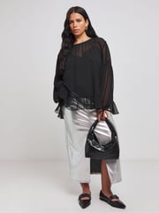 Simply Be Black Georgette Ruffle Blouse - Image 3 of 4