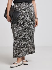 Simply Be Natural Leopard Print Satin Maxi Skirt - Image 3 of 4