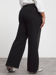 Simply Be Black 100% Cotton Embellished Wide Leg Jeans - Image 2 of 4