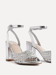 Linzi Silver Bridget Handwoven Block Heeled Sandals - Image 4 of 5